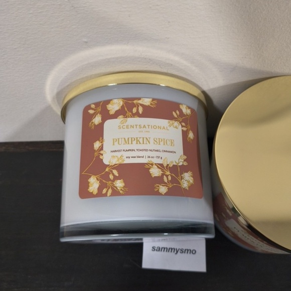 Scentsational PUMPKIN SPICE Candle Soy wax Blend Fall Scent, cinnamon 26oz x2 - Picture 3 of 6